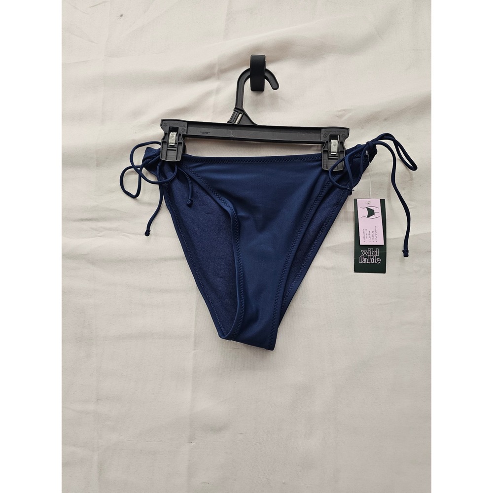 Wild Fable Womens Side Tie Bikini Bottoms Blue Polyester Blend Swim Size Medium